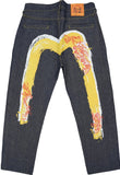 Evisu Embroidered Yellow Waves Jeans