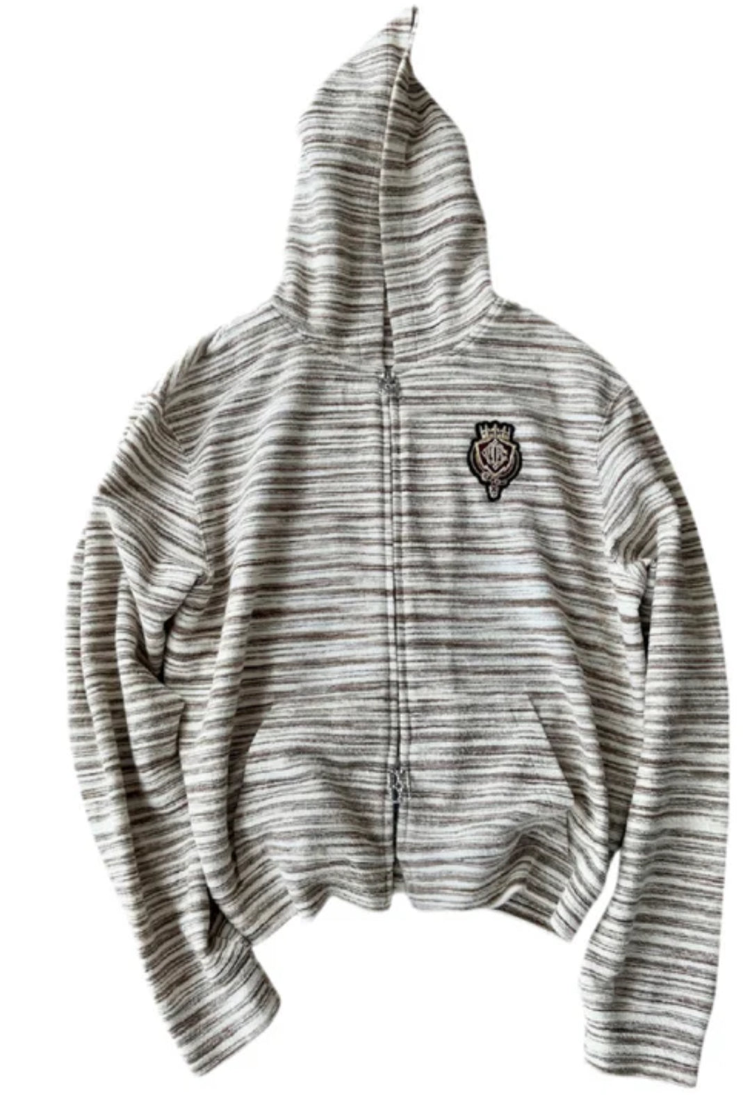 Birth Of Royal Child Striped Knit Hoodie White