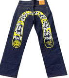 Evisu Embroidered Yellow Words Jeans