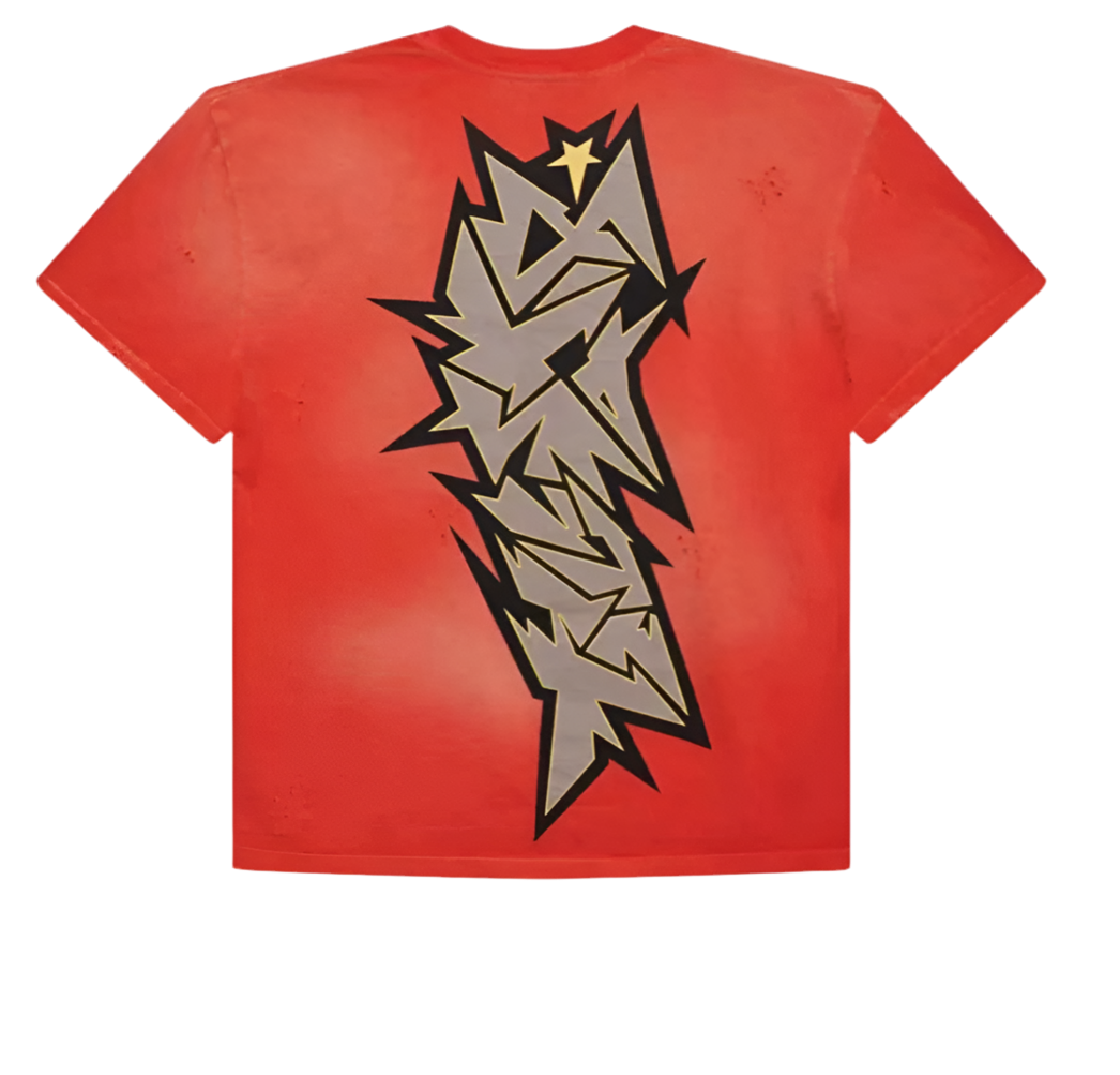 Hellstar Cracked Distress Tee Red