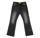 Godspeed OG Logo Stitched Flared Jeans Grey