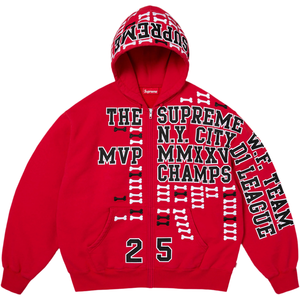 League Champs Zip Up Hoodie Sweadshirt Red