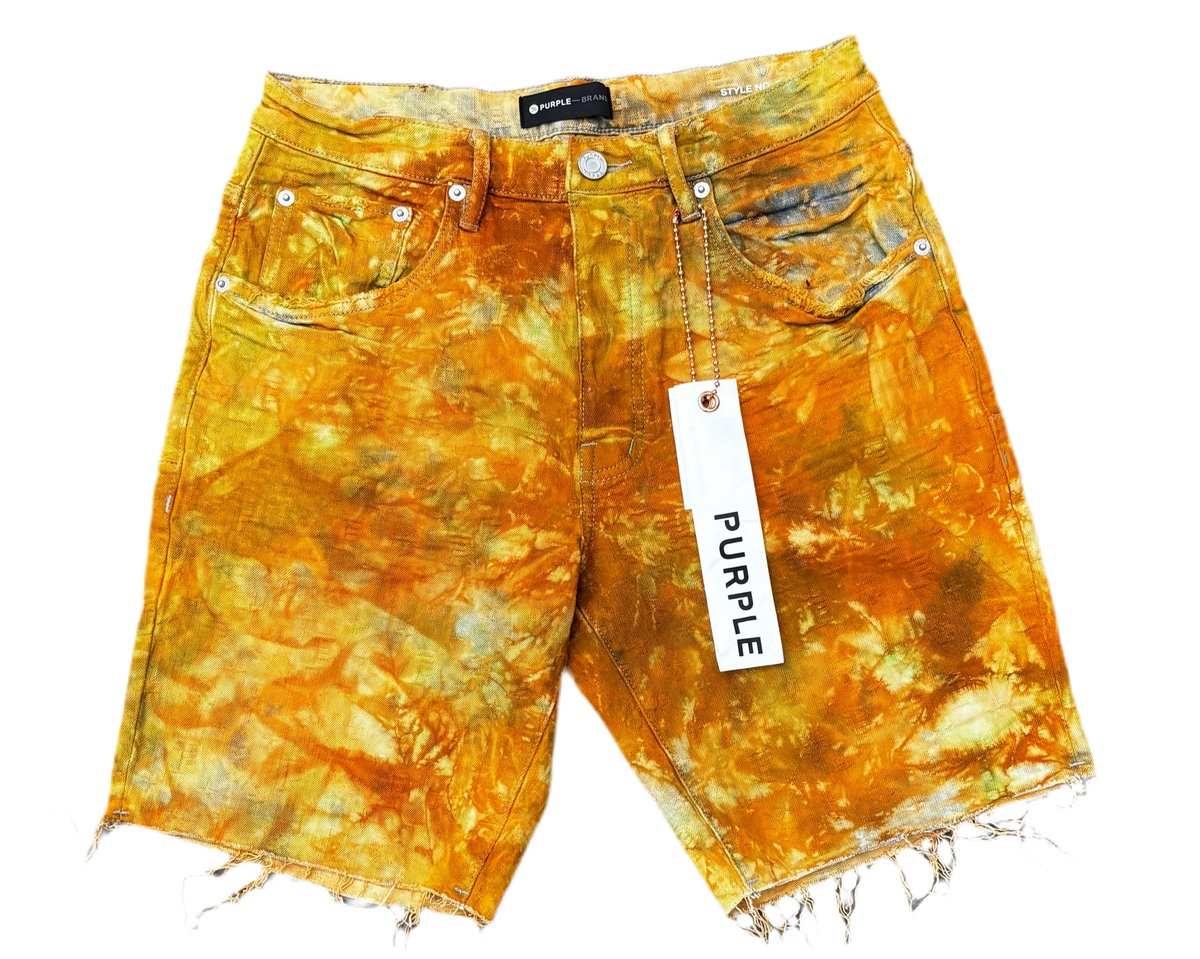 Purple Brand Camo Tie Dye Monogram Shorts Orange