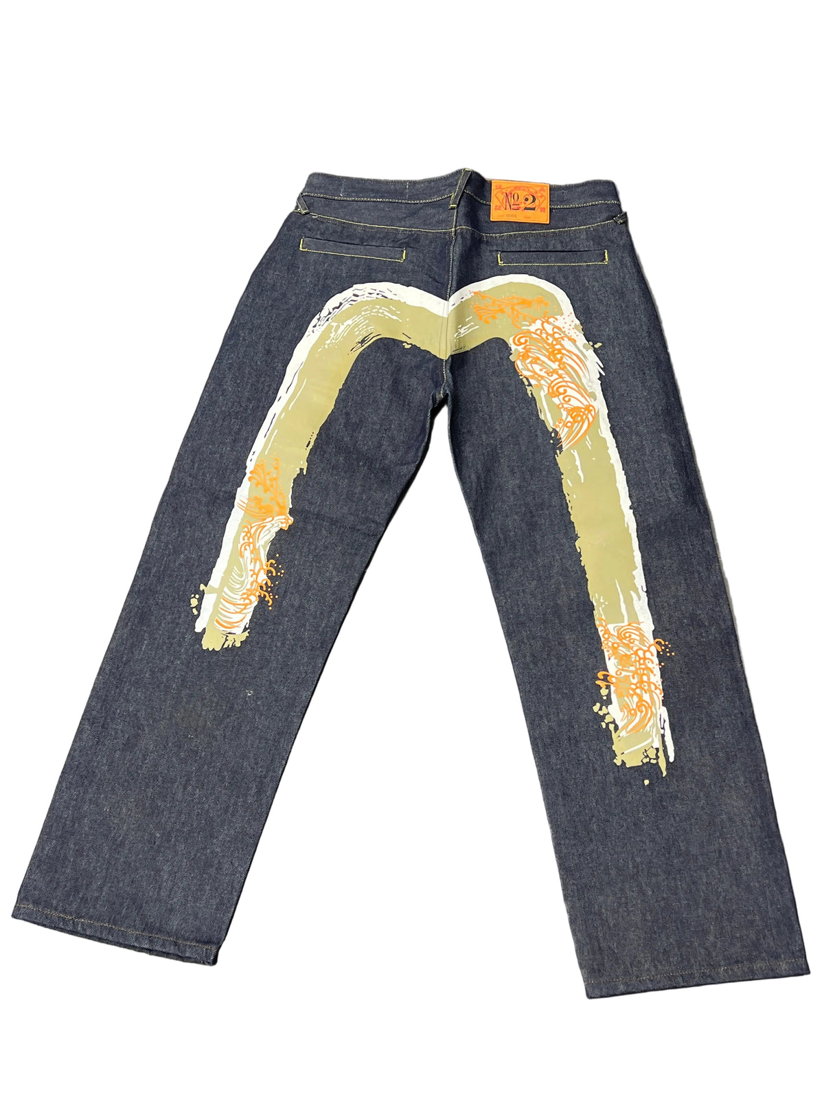 Evisu Embroidered Orange Wave Jeans