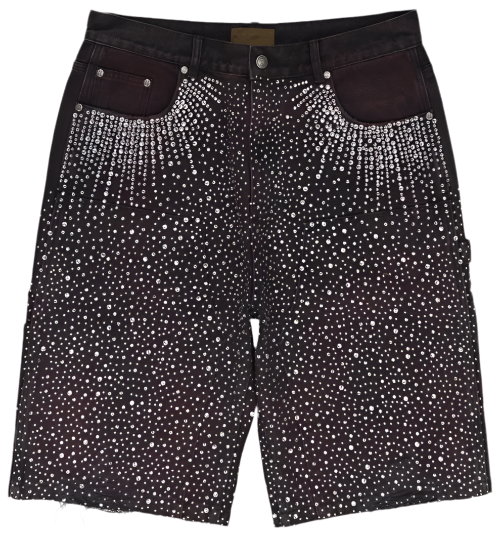 Birth Of Royal Child Diamond Jorts Washed Black
