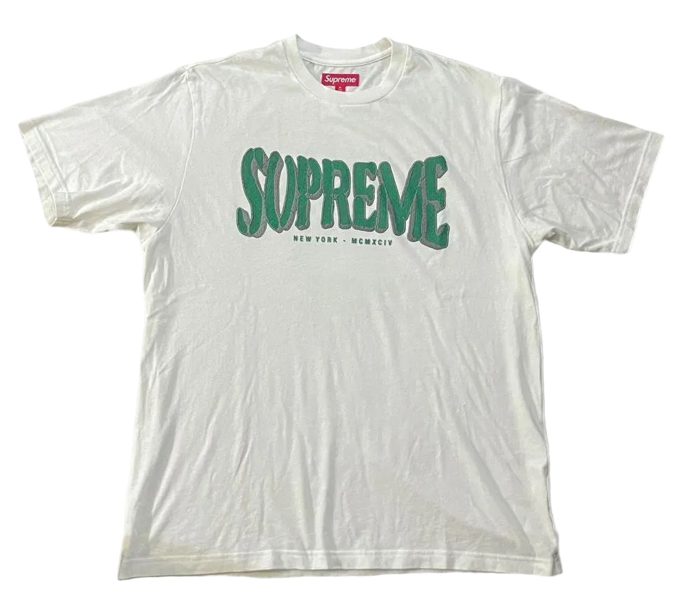 Supreme Flocked Washed White Tee