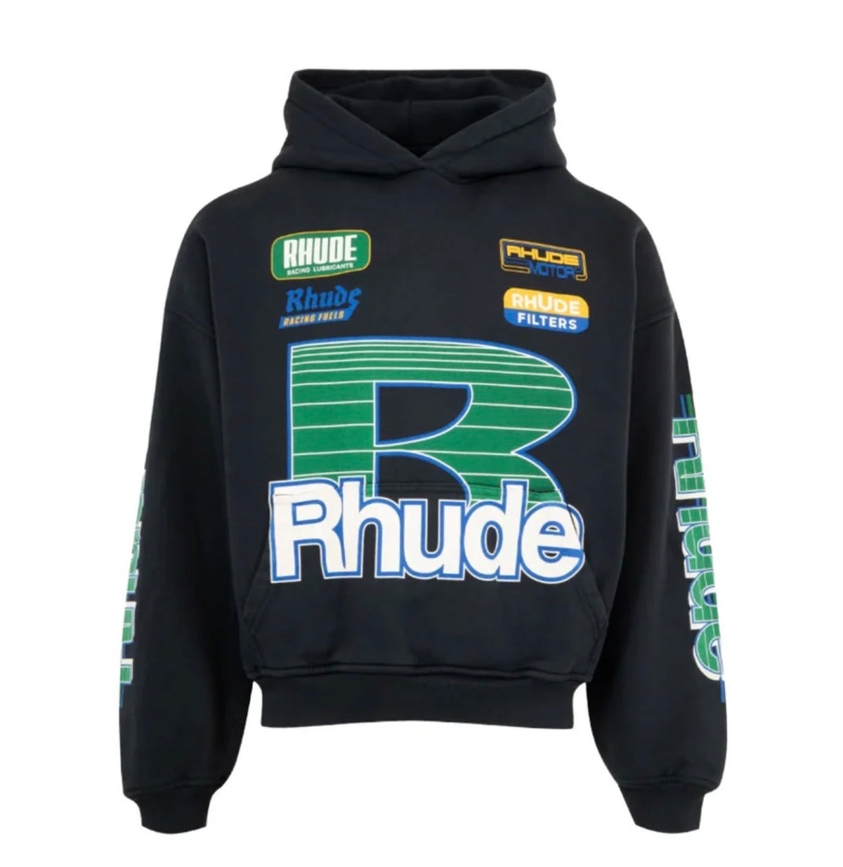 Rhude Roadway Racing Hoodie Vintage Black
