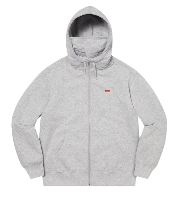 Supreme Small Box Facemask Zip Up Hooded Sweatshirt Heather Grey