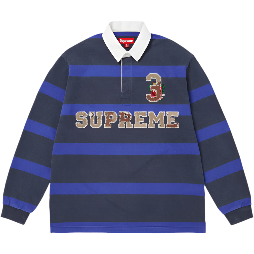 Supreme Stripe Rugby Navy Longsleeve Tee