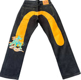 Evisu Embroidered Yellow Bull Jeans