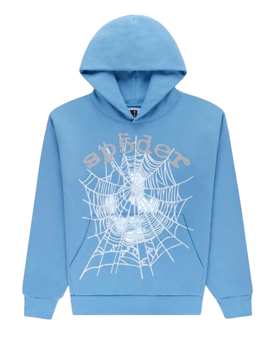 Sp5der OG Web Light Blue Hoodie