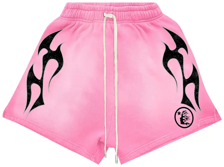 Hellstar Flame Shorts Pink/White