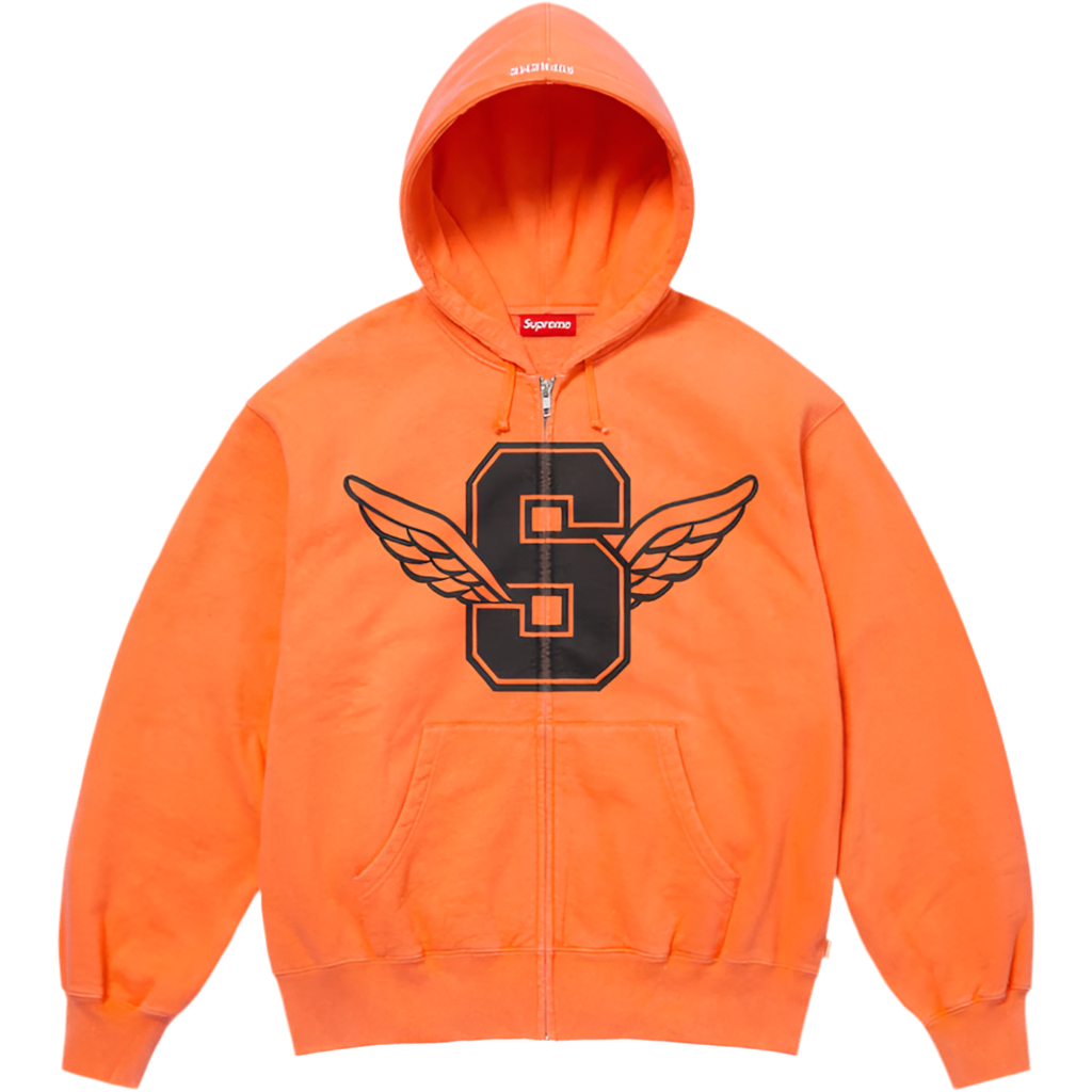 Wings Zip Up Hooded Sweatshirt (Orange)