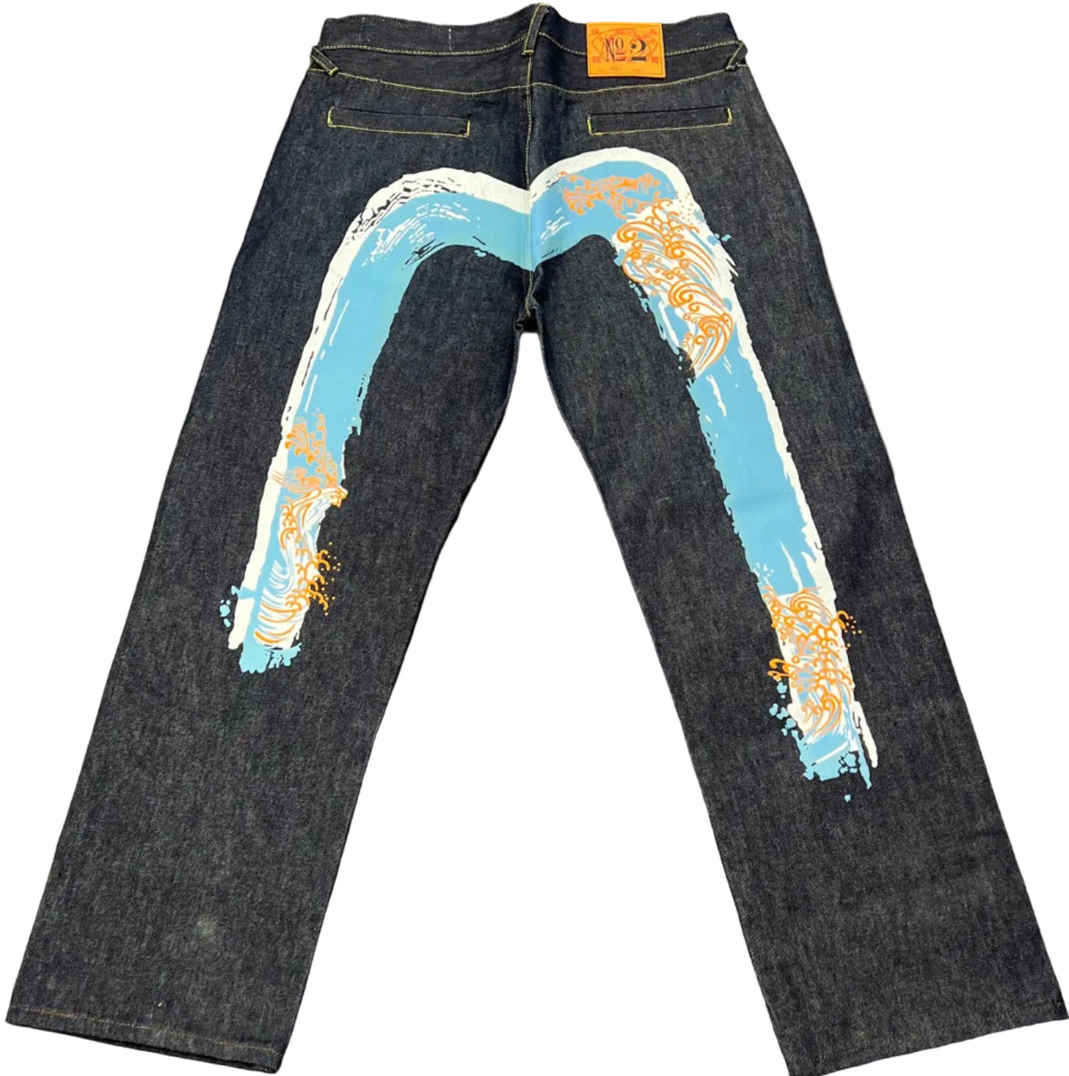 Evisu Embroidered Blue Waves Jeans
