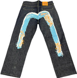 Evisu Embroidered Blue Waves Jeans