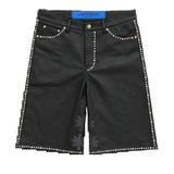 LostShdws Embellished Sun Logo Leather Shorts Black