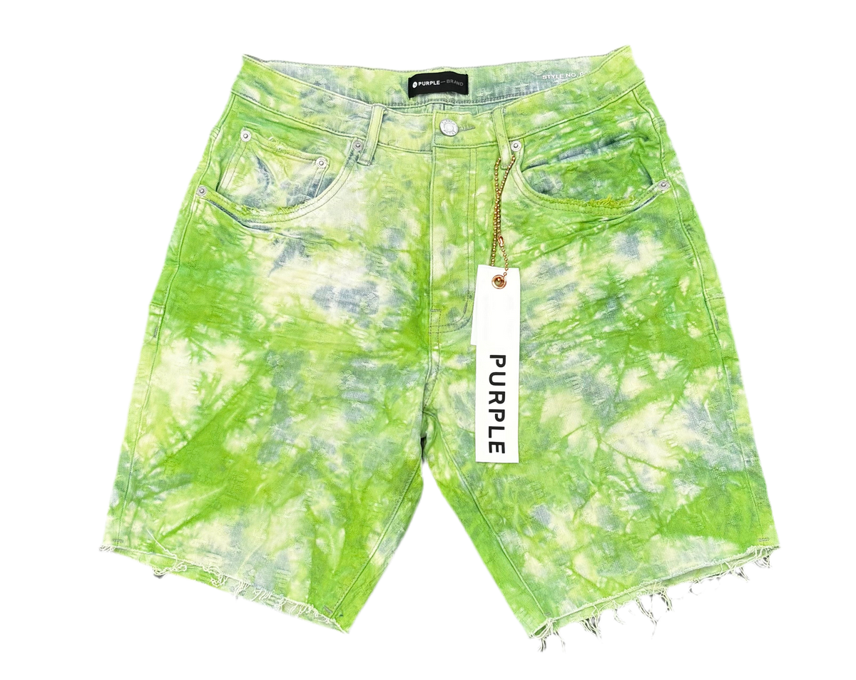 Purple Brand Camo Tie Dye Monogram Shorts Green