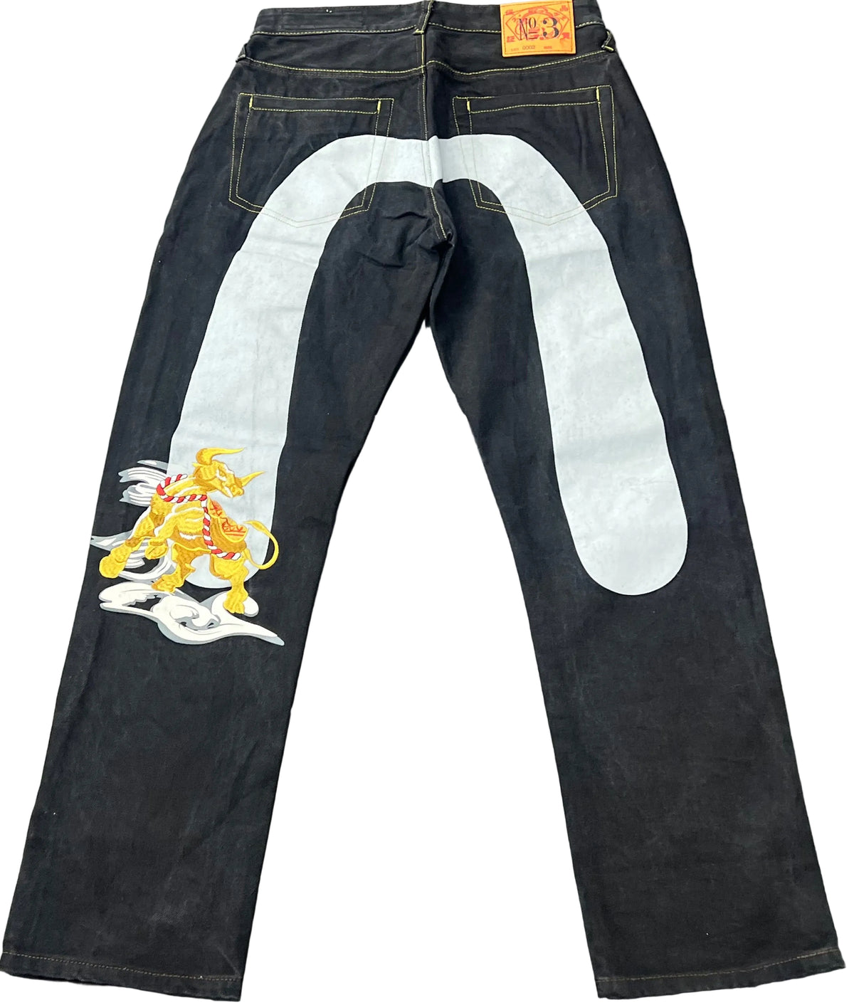Evisu Embroidered White Bull Jeans