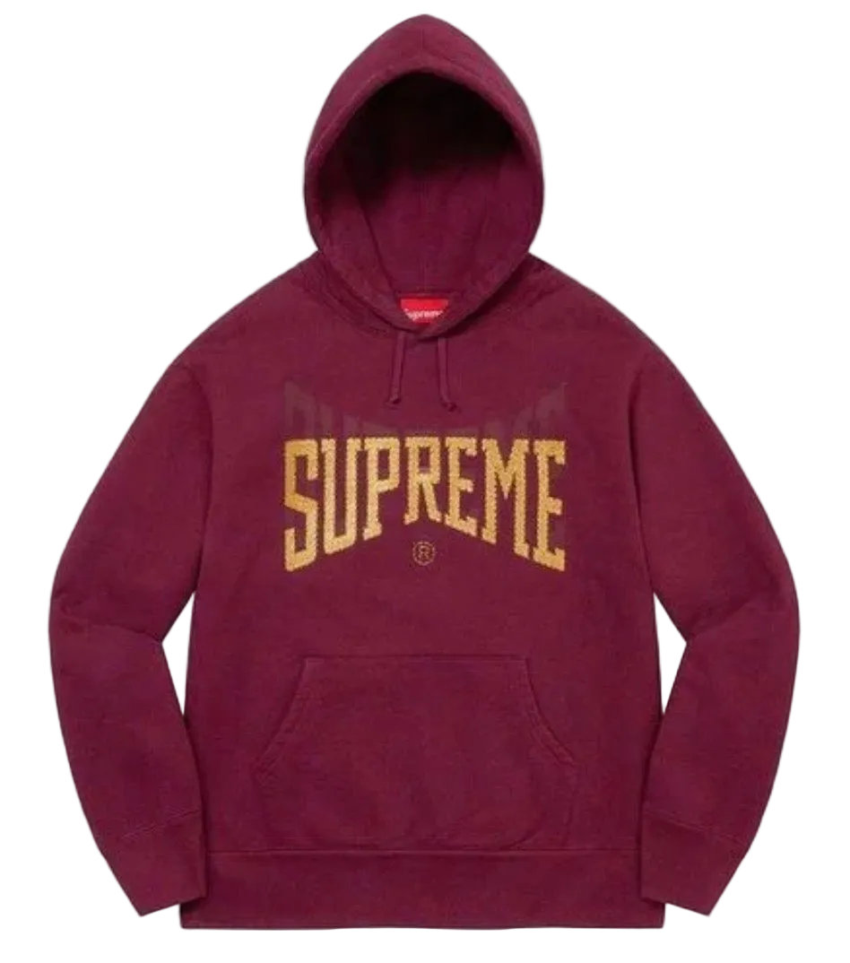Supreme Rhinestone Shadow Hooded Sweatshirt "Burgundy"