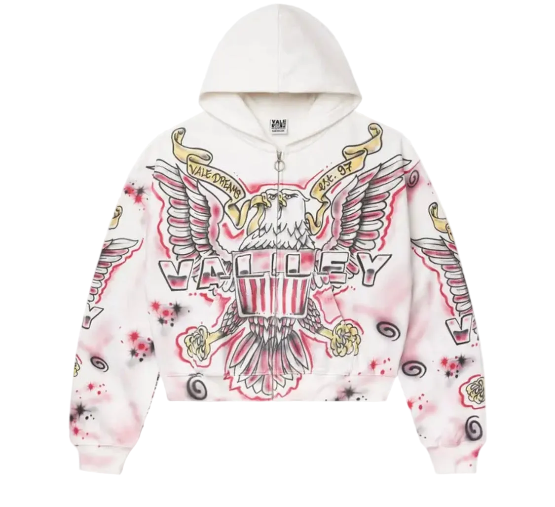 Vale White Flag Zip Up Hoodie
