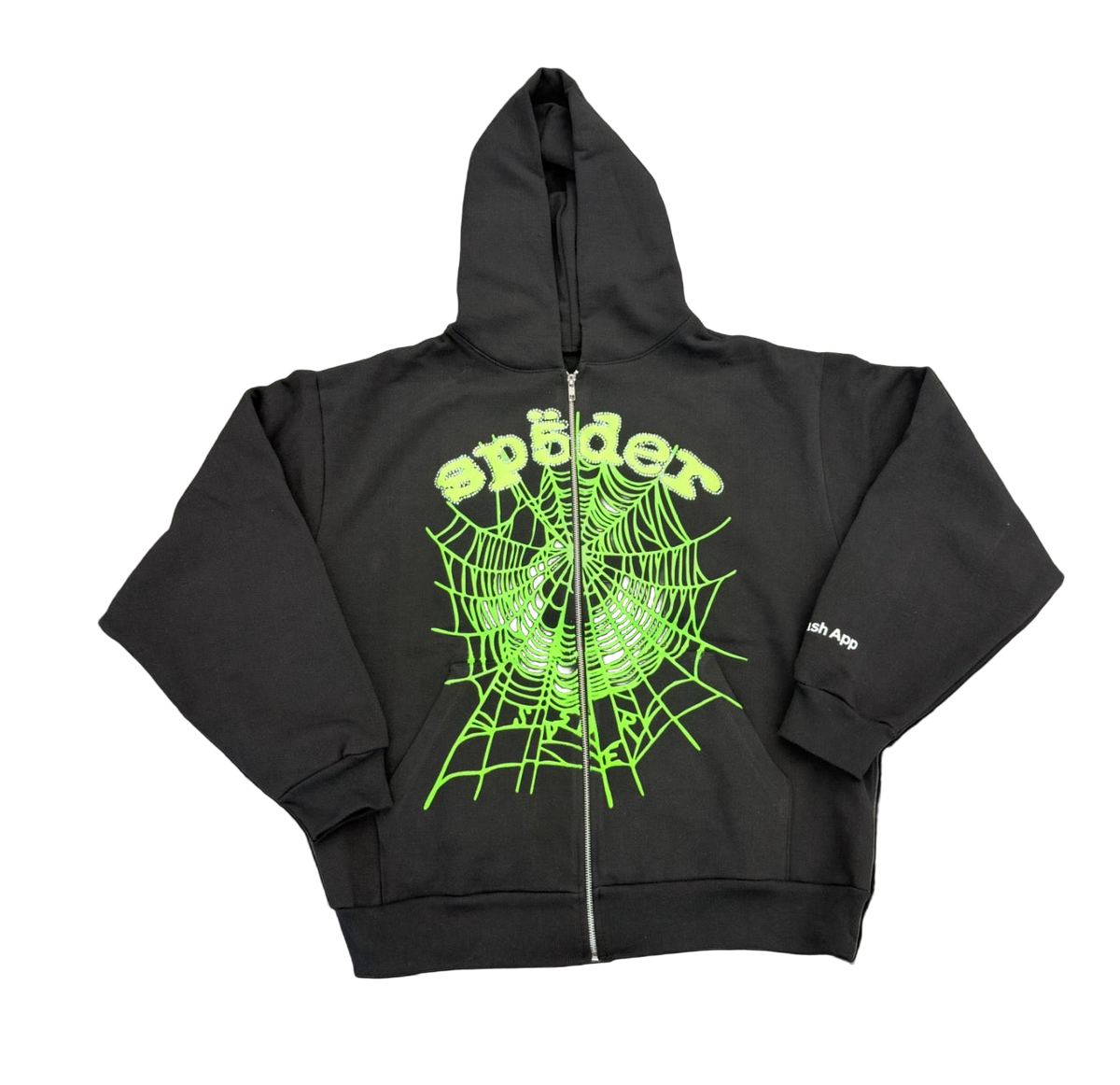 Sp5der CASH APP OG WEB V2
RHINESTONE ZIP HOODIE