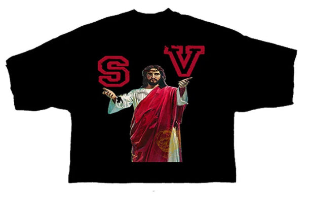 Saint Vanity BLACK JESUS CROPPED SAINT VANITY CREWNECK