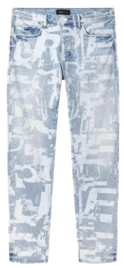Purple Brand Skinny Grunge Print Jean Light Indigo