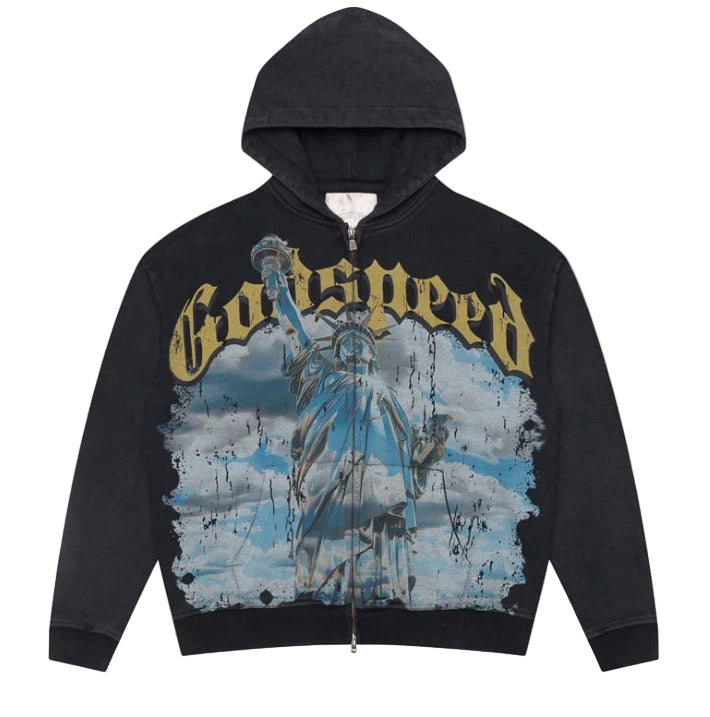 Godspeed Chrome Liberty Zip Hoodie (Black Wash) BOOM