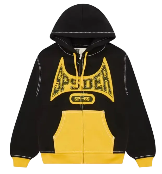 Sp5der T&F Zip Hoodie Black&Yellow
