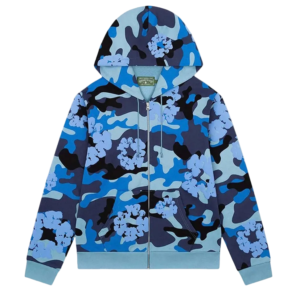 Denim Tears Wreath Zip Hoodie 'Blue Camo'