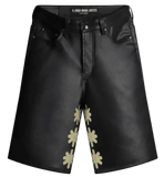LOST SHDWS LEATHER SHORTS BLACK/BONE