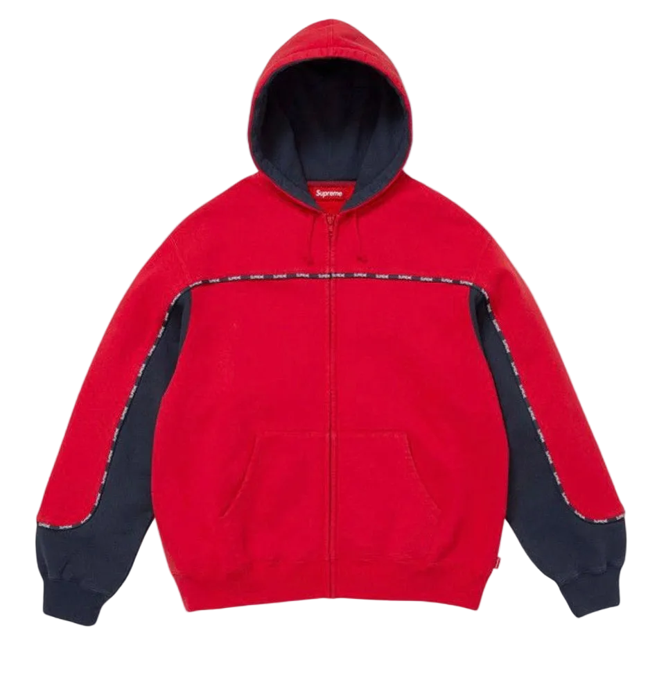 Supreme Piping Zip Up Hooded
Sweatshirt 'Red’
