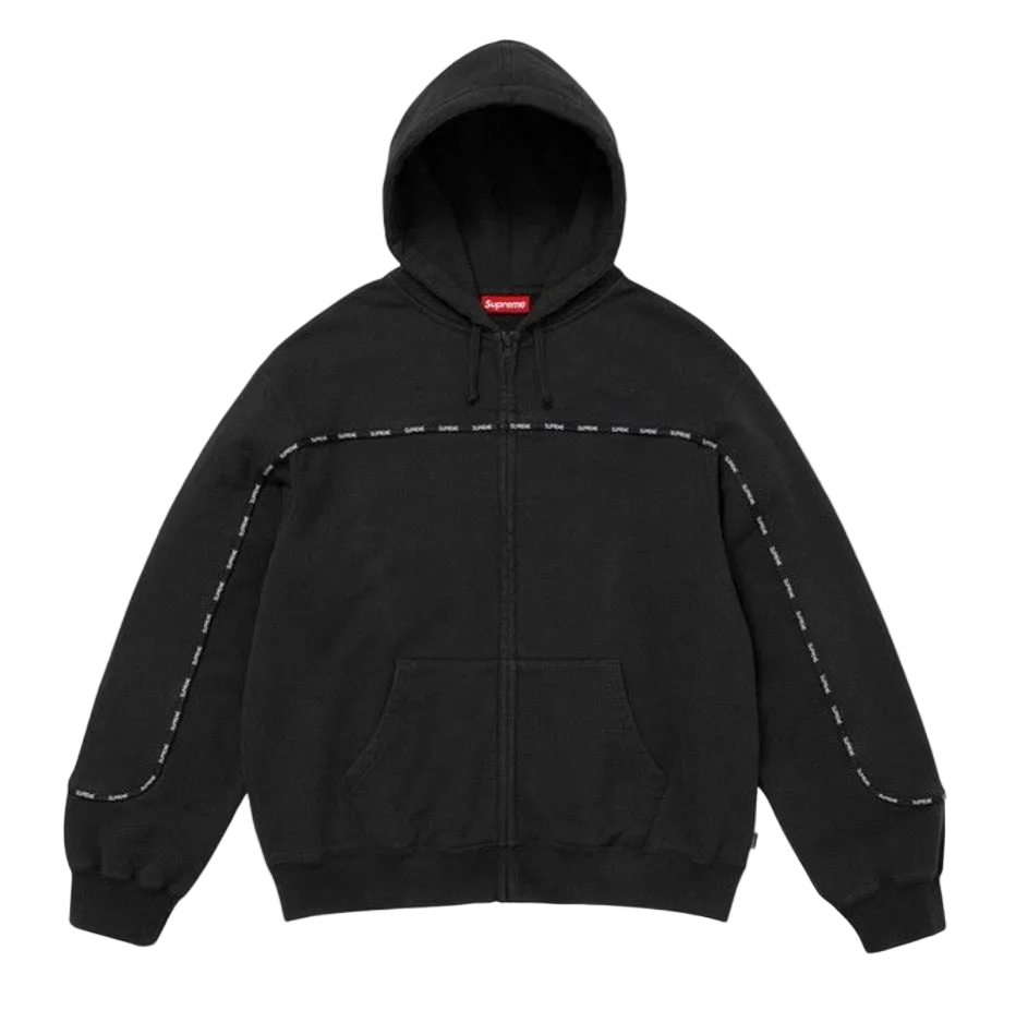Supreme Piping Zip Up Hooded
Sweatshirt 'Black'