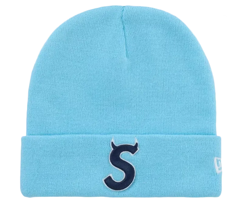 Supreme New Era Devil S Logo Beanie
Light Blue