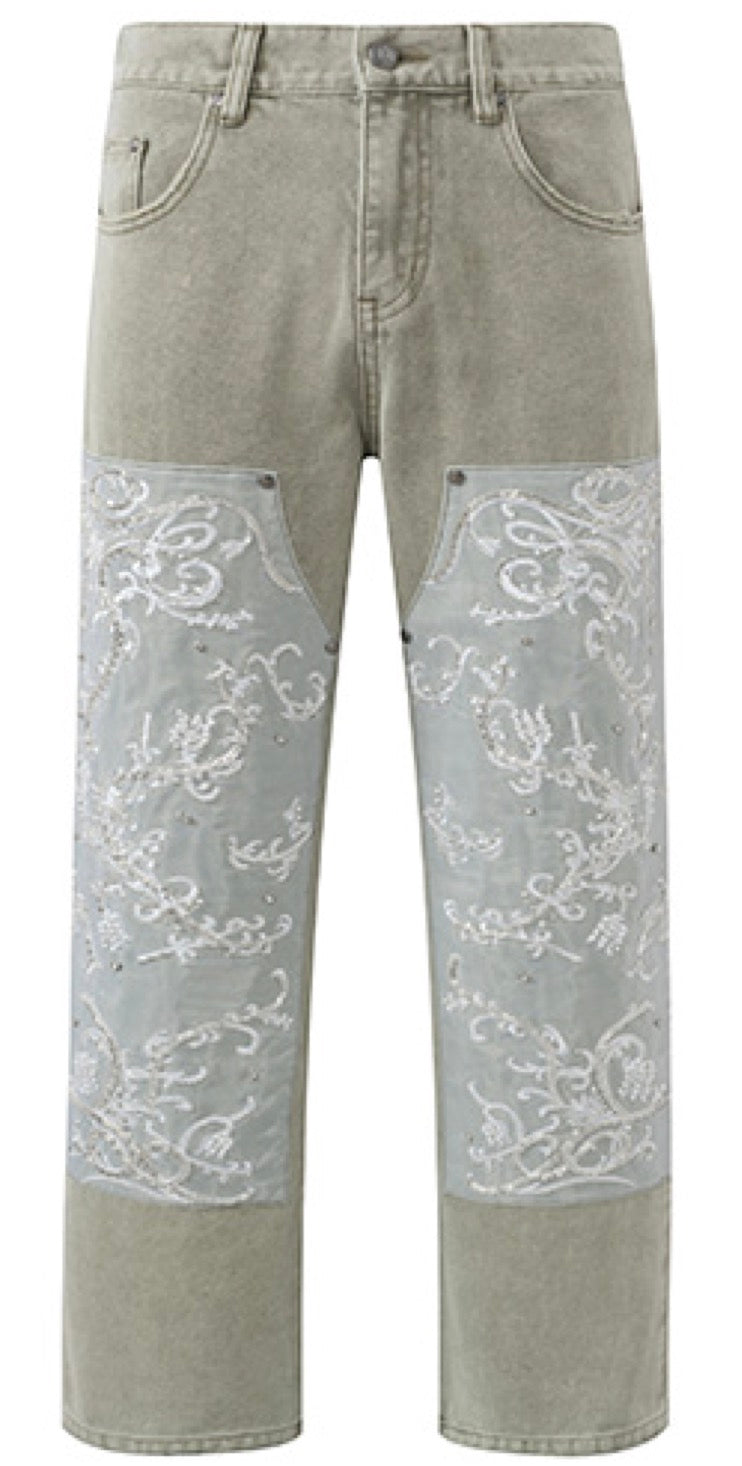 Birth Of Royal Child Beaded Embroidery Carpenter Pants