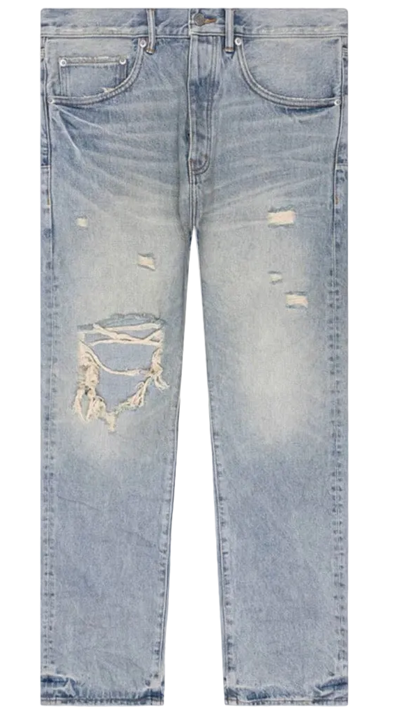 PURPLE BRAND Knee Blowout Dirty Jeans 'Light Indigo'