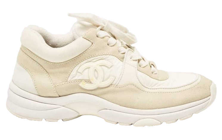 Chanel Low Top Trainers Cream White USED