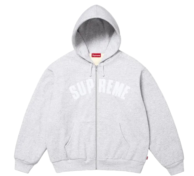 Supreme Arc Thermal Lined Zip Up Hooded Sweatshirt 'Ash Grey'