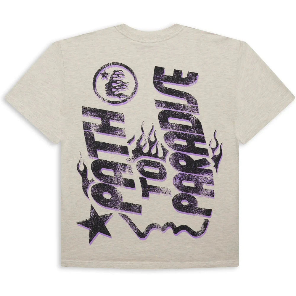 Hellstar Jesus Emblem T-Shirt Light Grey Green Purple