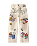 VALE FOREVER 1980S PAINTERS OFF WHITE CREAM JEANS