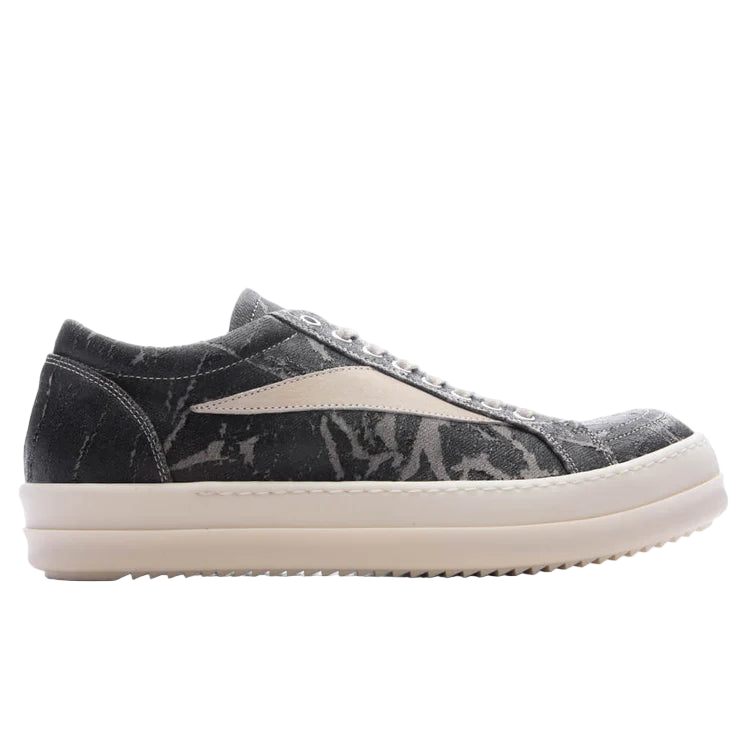 RICK OWENS DRKSHDW VINTAGE SNEAKS - BLACK WASHED FOIL/MILK