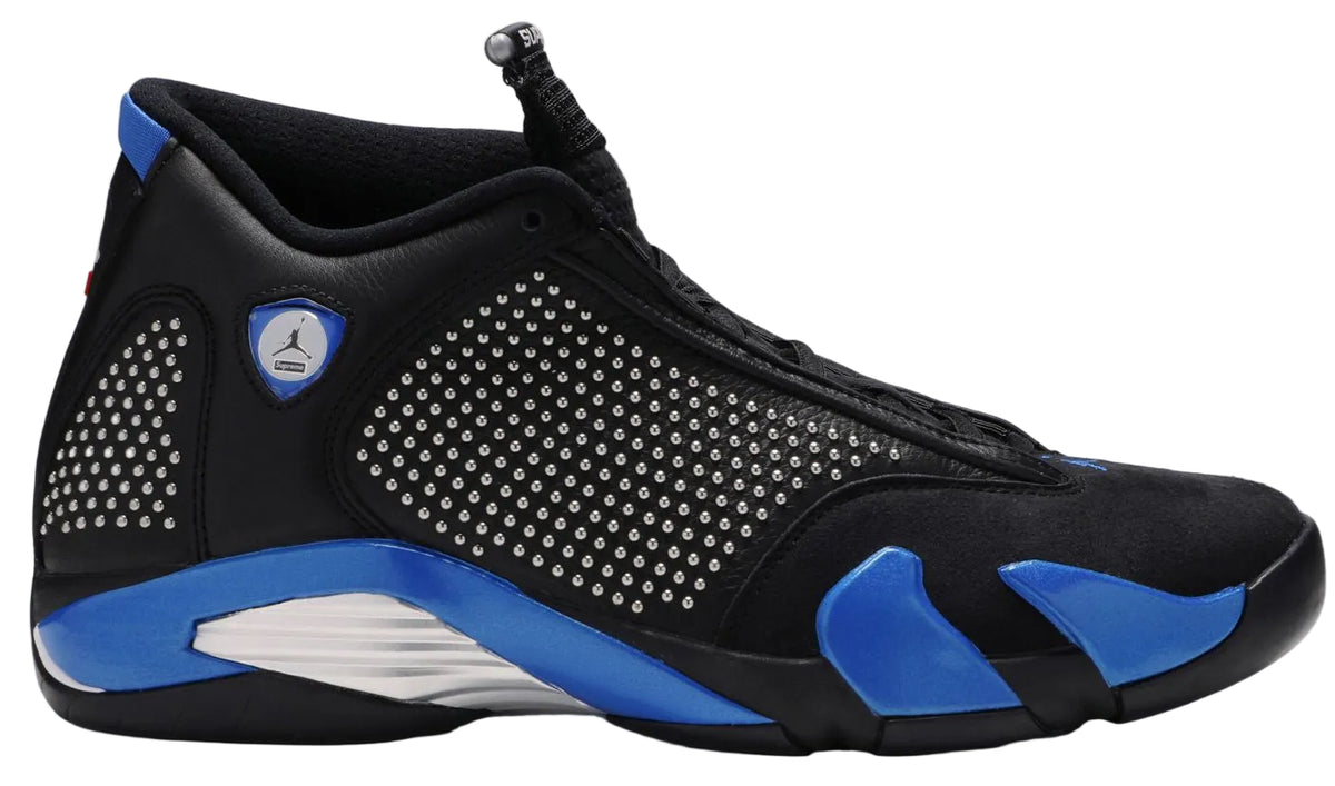 SUPREME JORDAN 14 RETRO BLACK VARSITY ROYAL USED
