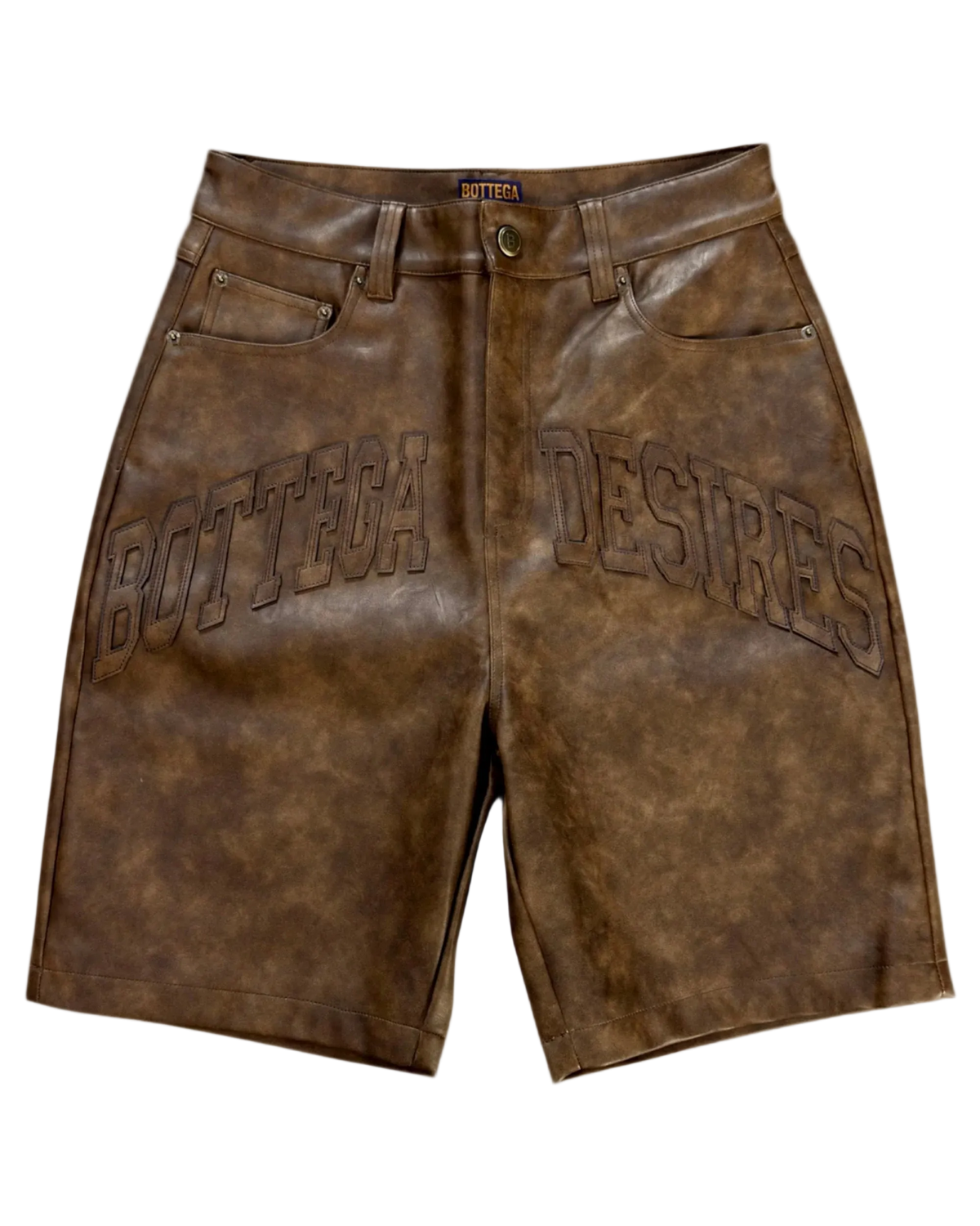 Bottega Desires 'Logo' Leather Shorts (Brown)