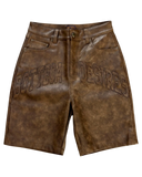 Bottega Desires 'Logo' Leather Shorts (Brown)