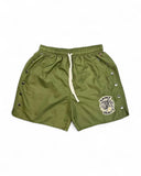 Saint Vanity Nylon Logo Button Shorts Green
