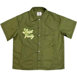 Saint Vanity Nylon Logo Button Up Shirt Green