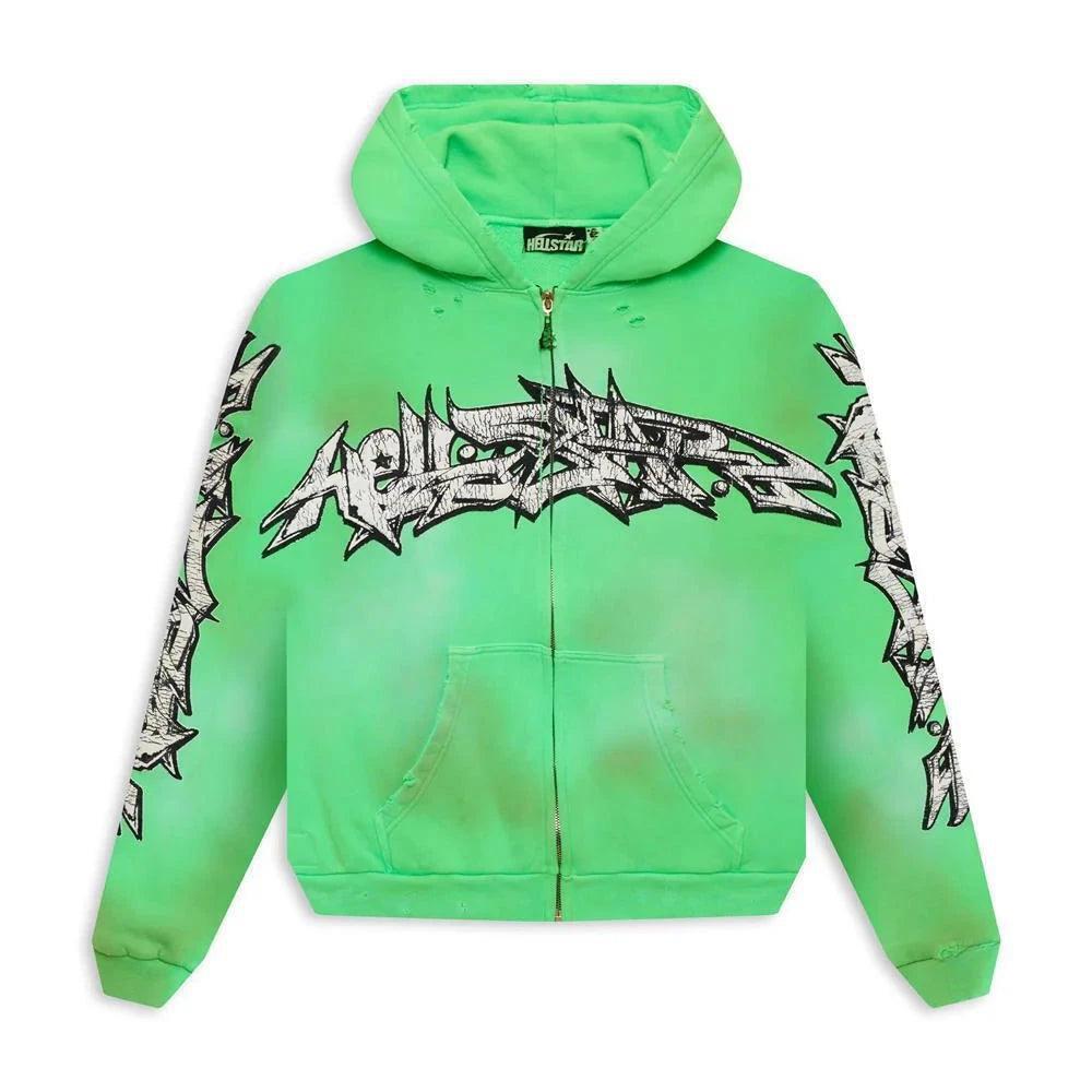 Hellstar Graffiti Zip Up Green