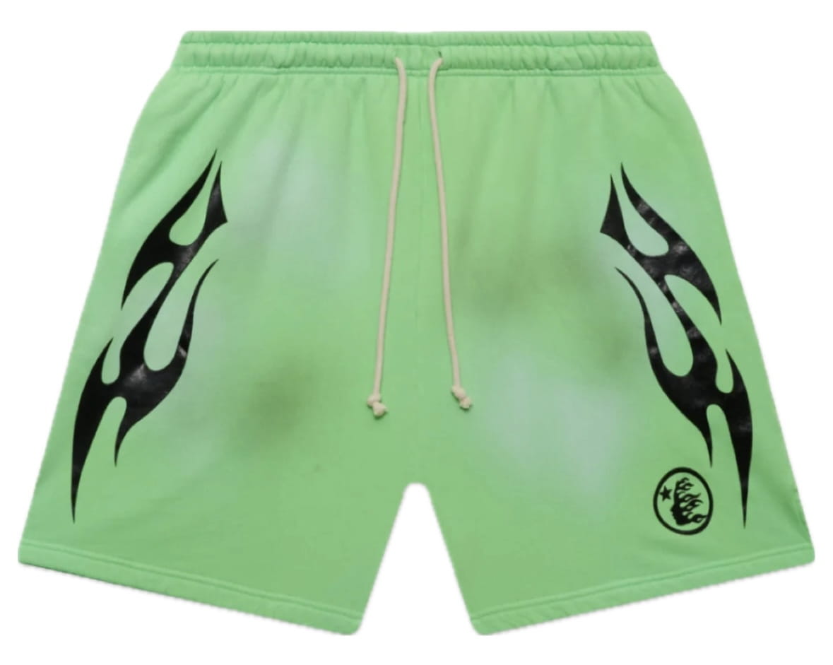Hellstar Flame Shorts Green