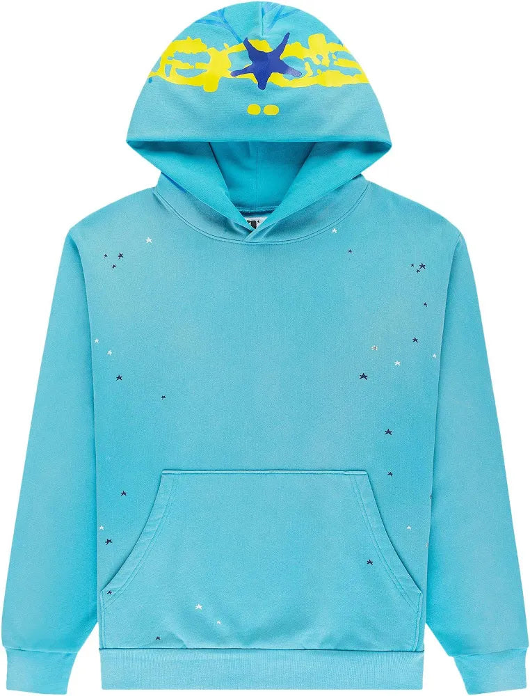 Sp5der Heavy Cyan Web Hoodie