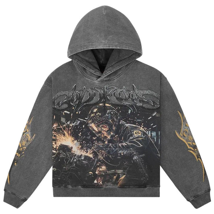 Godspeed Steel Sharpens Steel Hoodie Grey Wash